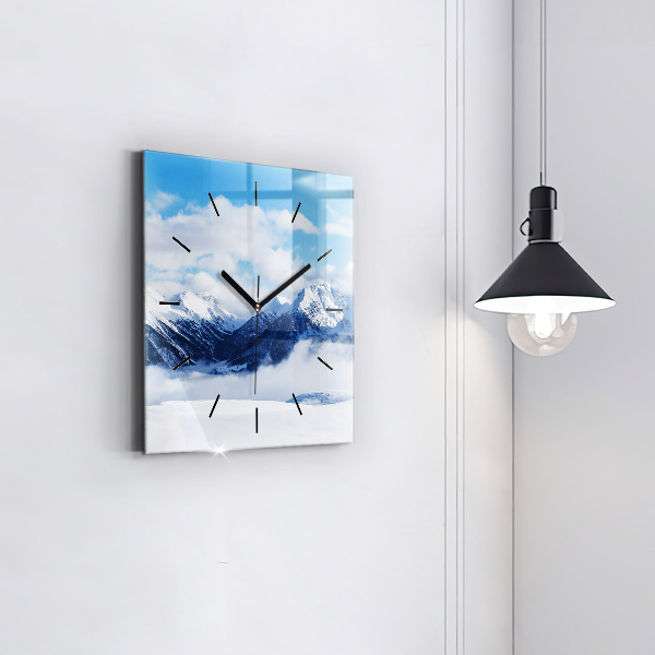 Zegar na ścianę kwadratowy Panorama gór