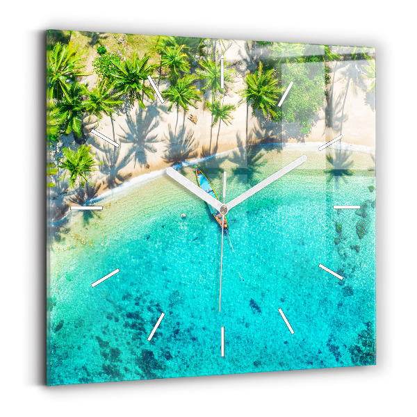 Zegar na ścianę kwadratowy Tropikalna plaża Koh Tao