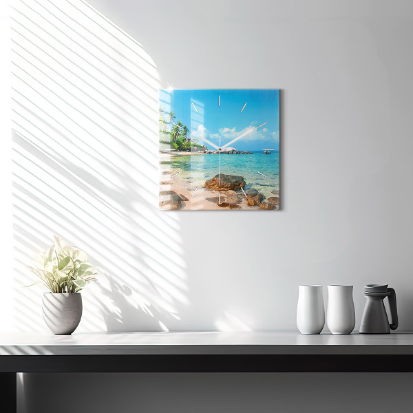 Kwadratowy zegar Piękna plaża w Tajlandii