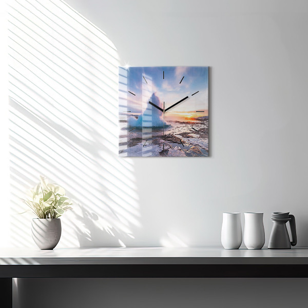 Kwadratowy zegar Gejzer na wyspie Islandia