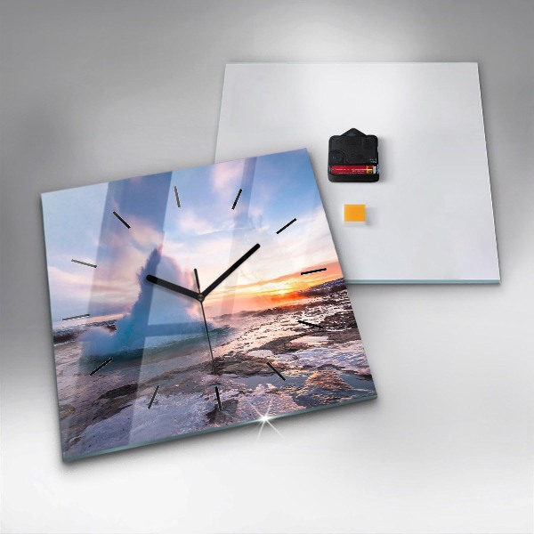 Kwadratowy zegar Gejzer na wyspie Islandia