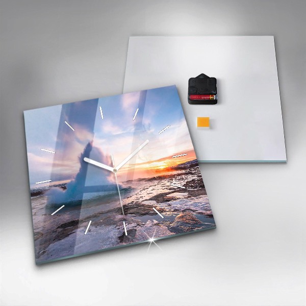 Kwadratowy zegar Gejzer na wyspie Islandia