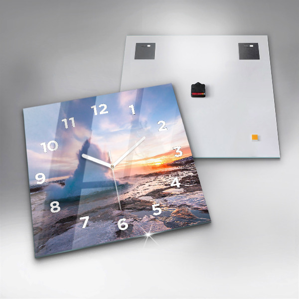 Kwadratowy zegar Gejzer na wyspie Islandia