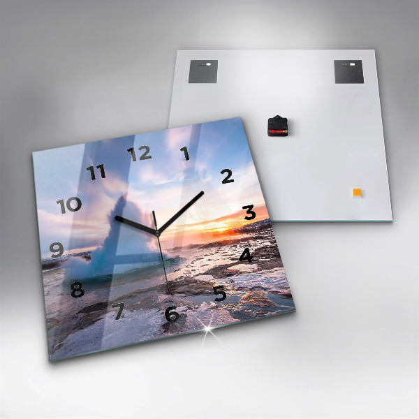 Kwadratowy zegar Gejzer na wyspie Islandia