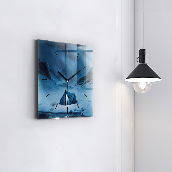 Zegar ścienny kwadratowy Namiot w górach Islandii