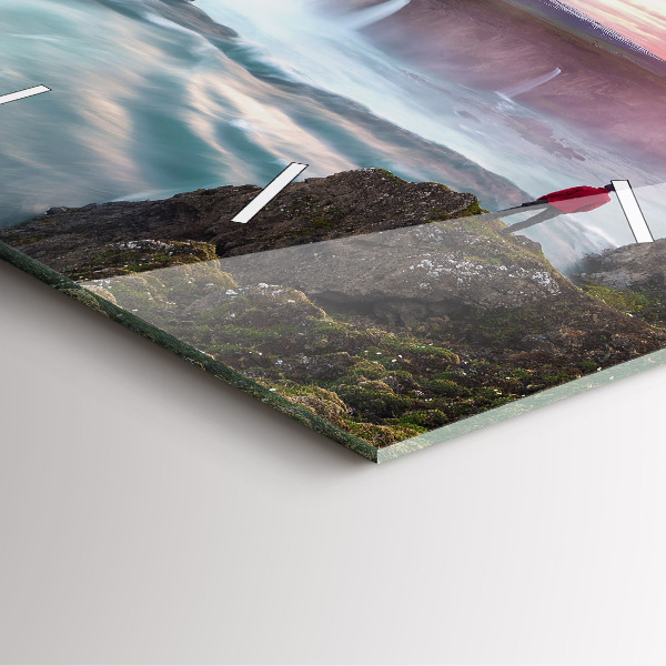 Kwadratowy zegar Krajobraz z wodospadem