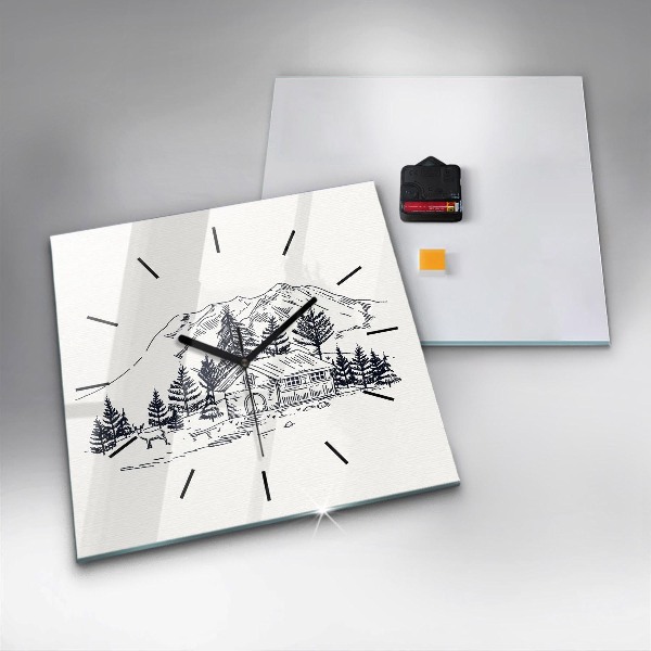 Kwadratowy zegar Rysunkowe miasteczko