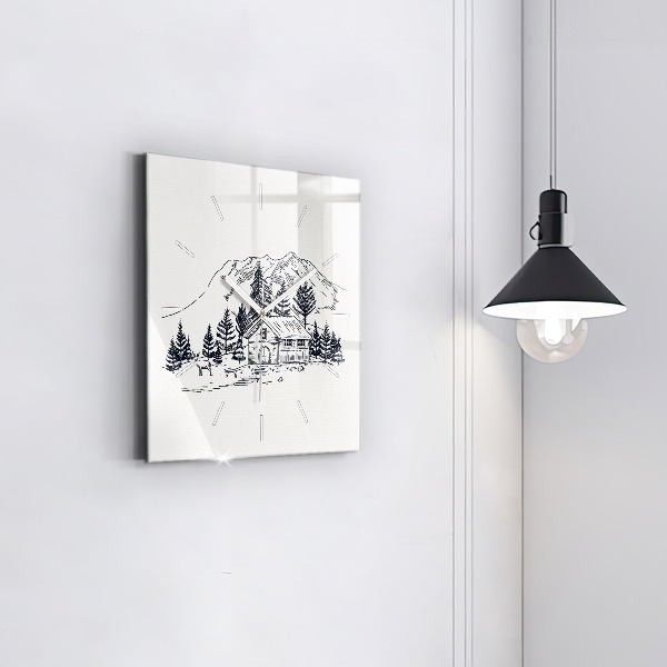 Kwadratowy zegar Rysunkowe miasteczko