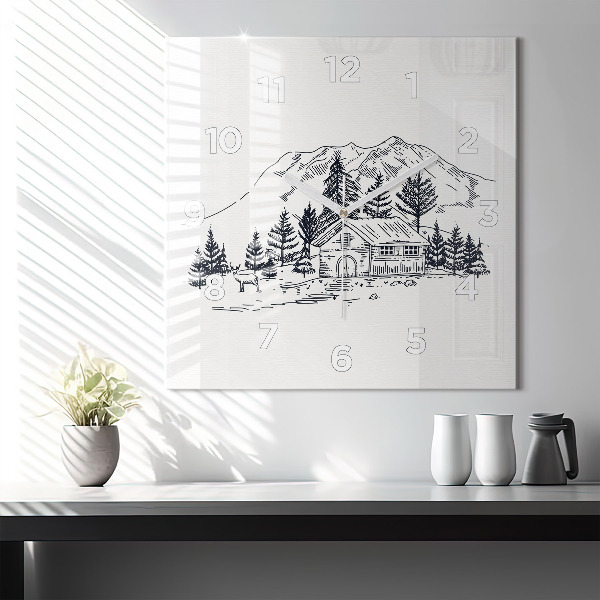 Kwadratowy zegar Rysunkowe miasteczko