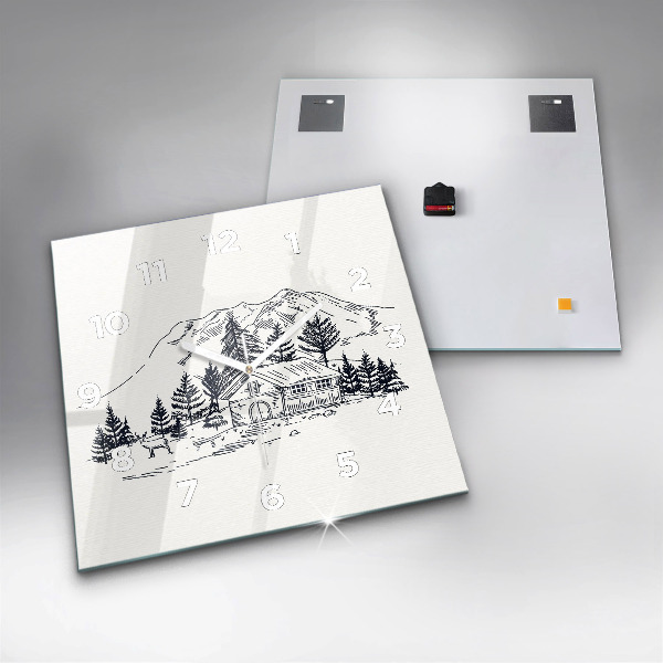 Kwadratowy zegar Rysunkowe miasteczko