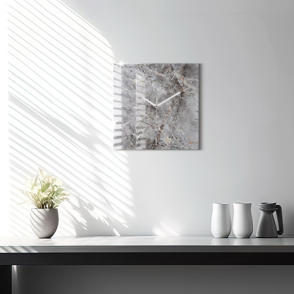Zegar na ścianę kwadratowy Szary granit marmur