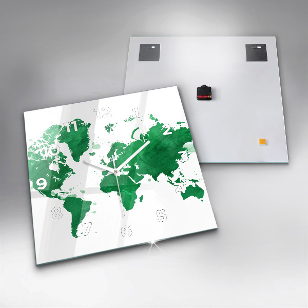Kwadratowy zegar Zielona mapa świata