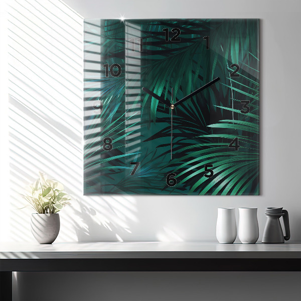 Zegar ścienny kwadratowy Tropikalne liście