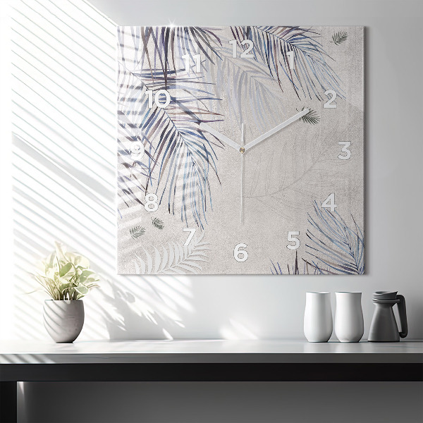 Zegar ścienny kwadratowy Liść palmowy