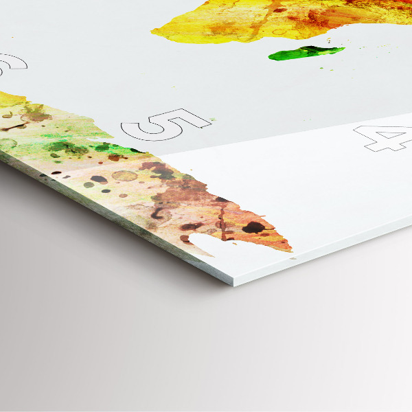 Kwadratowy zegar Mapa świata akwarelowa