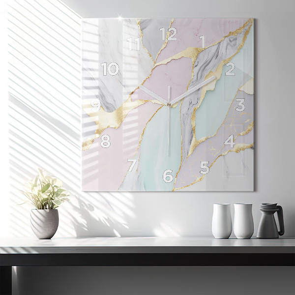 Zegar ścienny kwadratowy Wzór marmurowy
