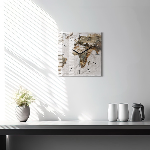 Zegar ścienny kwadratowy Stara mapa świata