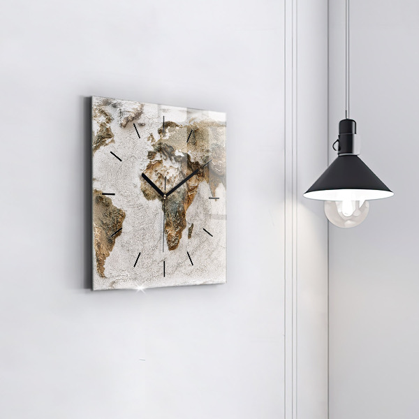 Zegar ścienny kwadratowy Stara mapa świata