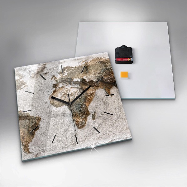 Zegar ścienny kwadratowy Stara mapa świata