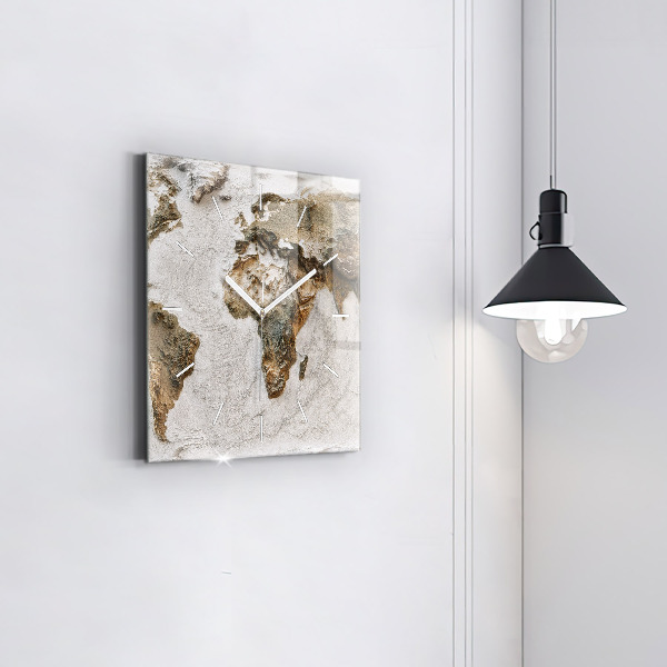 Zegar ścienny kwadratowy Stara mapa świata