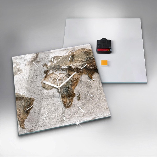 Zegar ścienny kwadratowy Stara mapa świata