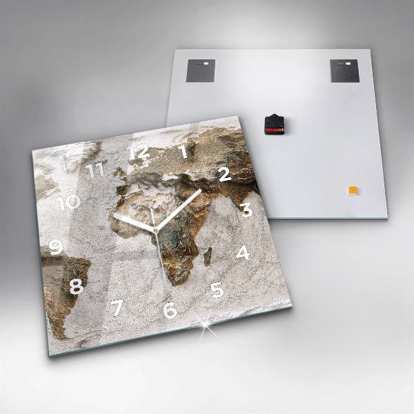 Zegar ścienny kwadratowy Stara mapa świata