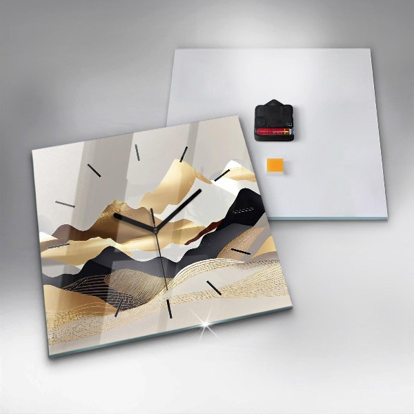 Zegar ścienny kwadratowy Abstrakcja złote góry