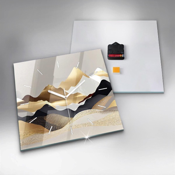 Zegar ścienny kwadratowy Abstrakcja złote góry