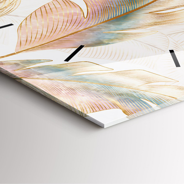 Zegar na ścianę kwadratowy Wzór liści natura