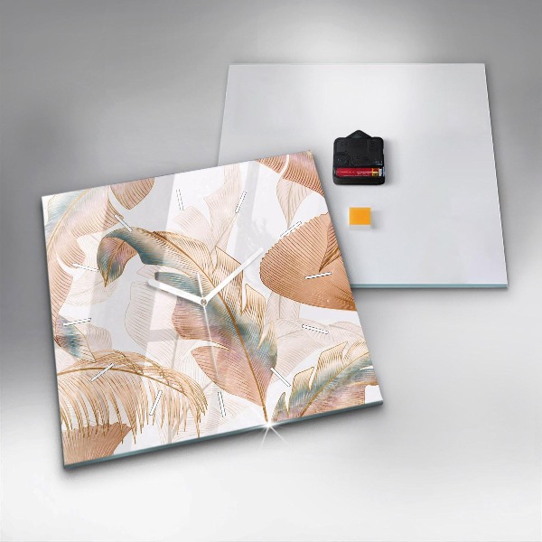 Zegar na ścianę kwadratowy Wzór liści natura