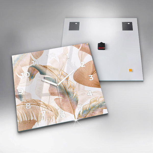 Zegar na ścianę kwadratowy Wzór liści natura