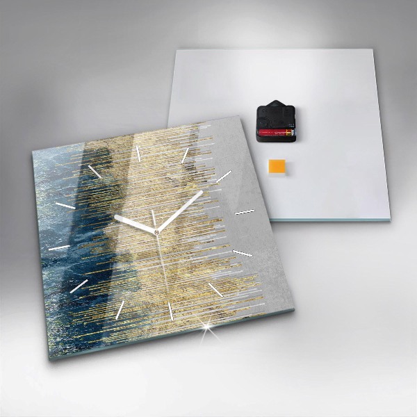 Zegar na ścianę kwadratowy Dekoracyjny wzór i złoto