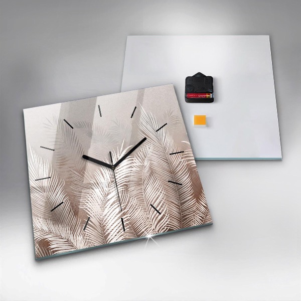 Zegar na ścianę kwadratowy Tropikalne liście boho