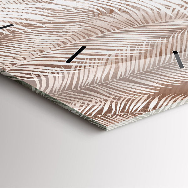 Zegar na ścianę kwadratowy Tropikalne liście boho