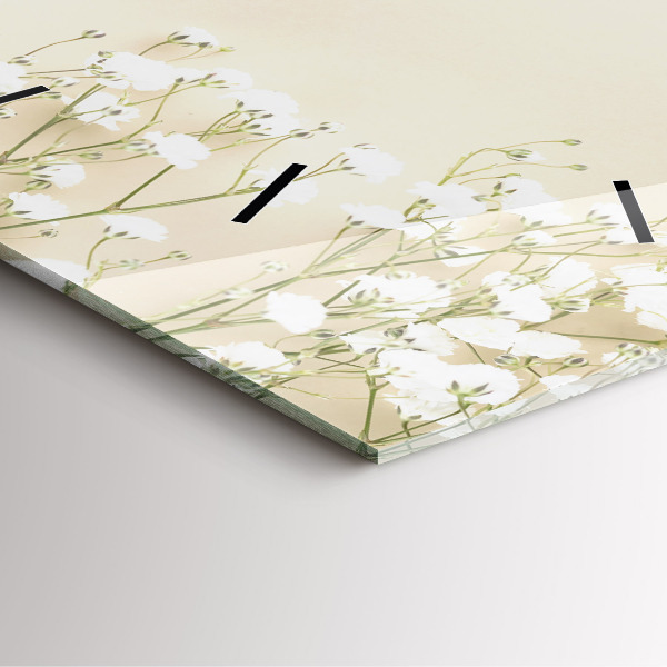 Zegar na ścianę kwadratowy Kwitnące kwiaty gipsówki