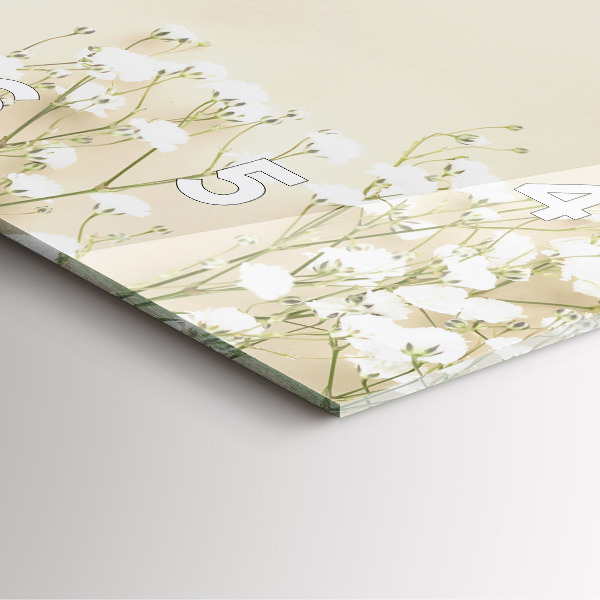 Zegar na ścianę kwadratowy Kwitnące kwiaty gipsówki