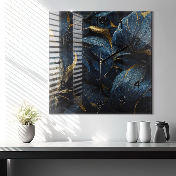 Zegar na ścianę kwadratowy Dekoracyjne kwiaty