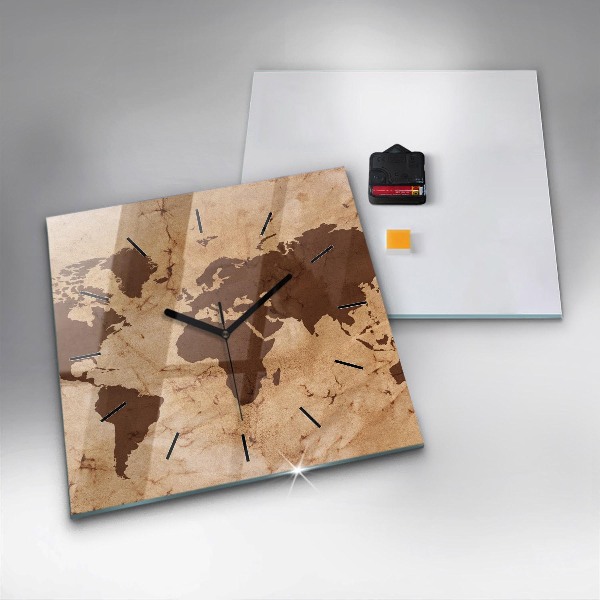Kwadratowy zegar Vintage mapa świata