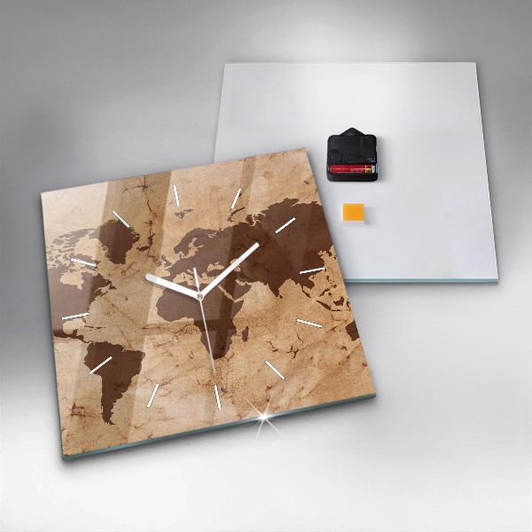 Kwadratowy zegar Vintage mapa świata