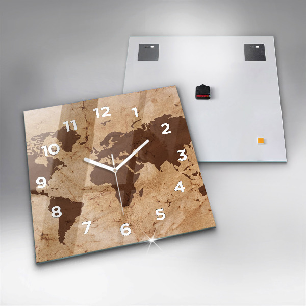 Kwadratowy zegar Vintage mapa świata