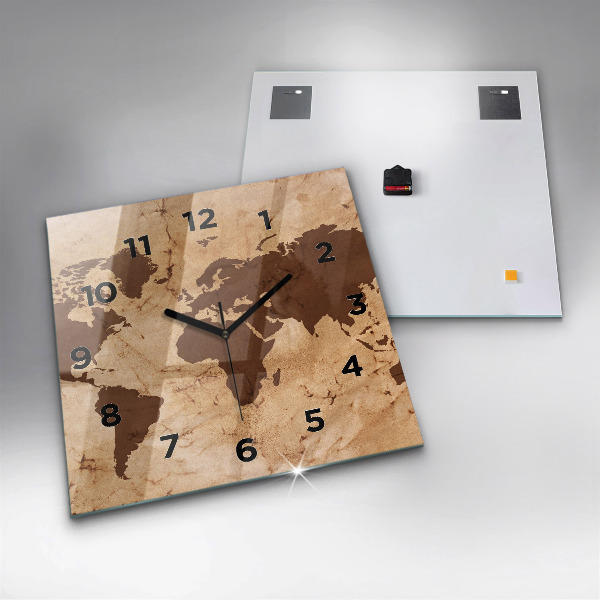 Kwadratowy zegar Vintage mapa świata