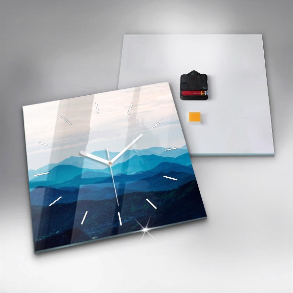 Kwadratowy zegar Akwarelowe góry