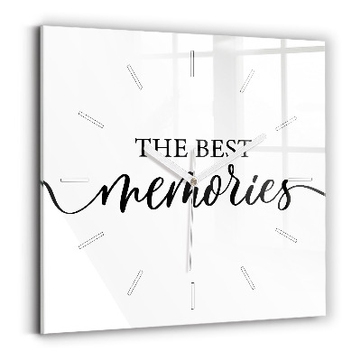Zegar na ścianę kwadratowy Napis Memories