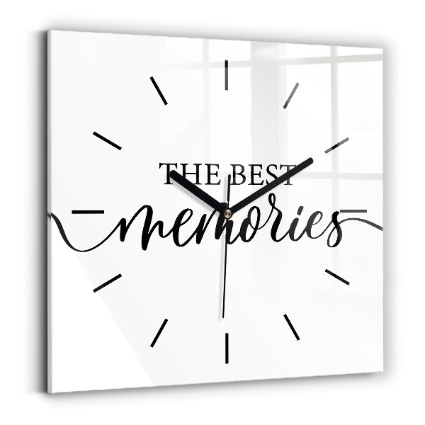 Zegar na ścianę kwadratowy Napis Memories