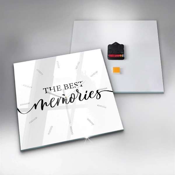 Zegar na ścianę kwadratowy Napis Memories