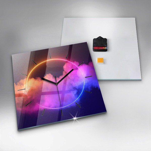 Zegar na ścianę kwadratowy 3D dym abstrakcja