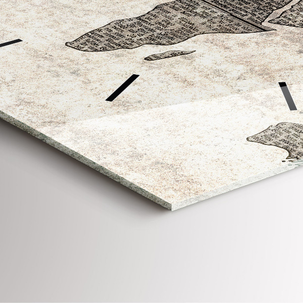 Zegar na ścianę kwadratowy Mapa świata gazeta