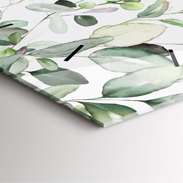 Zegar na ścianę kwadratowy Rośliny liście