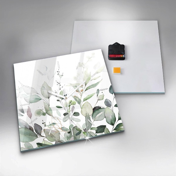 Zegar na ścianę kwadratowy Rośliny liście