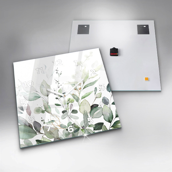Zegar na ścianę kwadratowy Rośliny liście